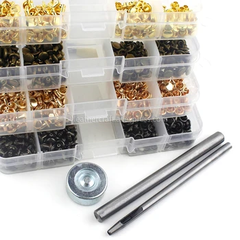 

100sets 6/8mm Metal Double Cap Rivets Studs With Setting tools Rivet Leather Craft Bag Belt Garment Shoes Collar Decor
