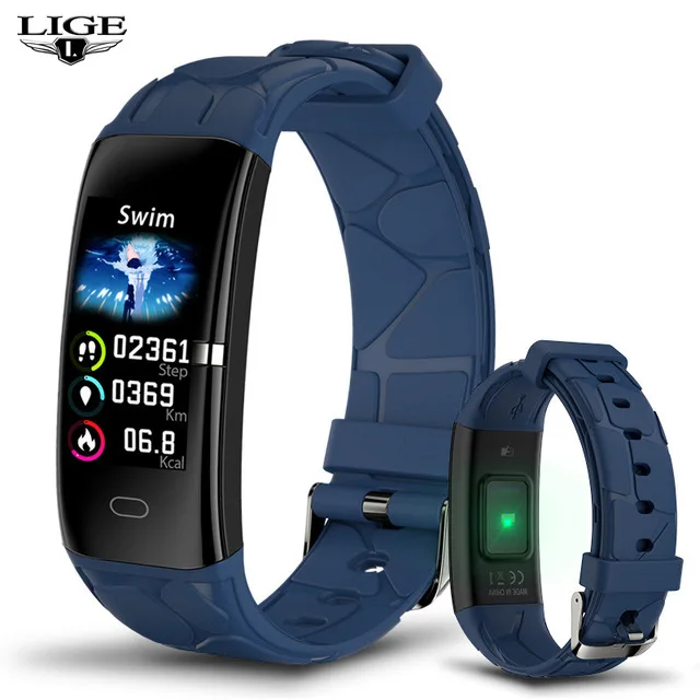 E58 Women Smart bracelet Waterproof Sports For Iphone phone Smartwatch Heart Rate Monitor Blood Pressure Functions For Men Kids - Цвет: Blue