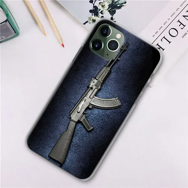 H09 AK47 пистолет пули телефонные чехлы для Apple iPhone 11 Pro Max X XR XS MAX 7 8 6 6s Plus 5 5S жесткий чехол - Цвет: H09