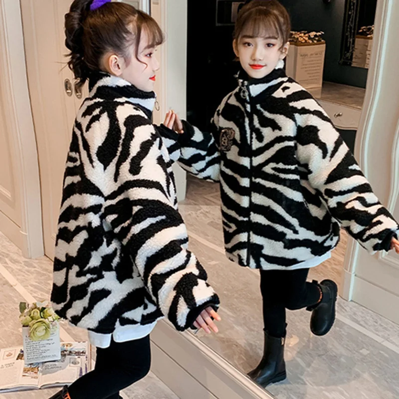 

Girls Baby's Kids Coat Jacket Outwear 2022 Zebra Thicken Spring Autumn Cotton Outdoor Tracksuits Outfits Overcoat Toddler Childr