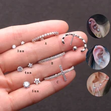 Sellsets, 1 шт., CZ, новинка, крест, ухо, манжета, шпилька, daith, tragus, rook, пирсинг, ювелирное изделие, длинный бар, зубец, установка, серьги, мочка для женщин
