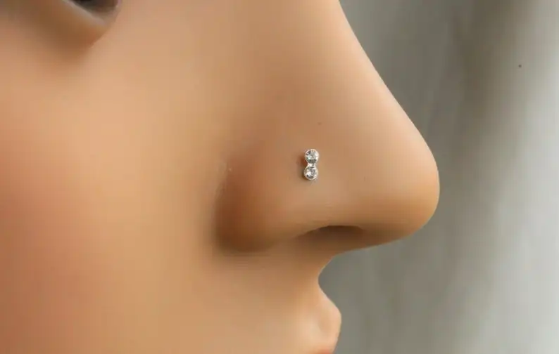 Nasennadel aus 925er-Sterlingsilber, klarer Kristall, Nasenstecker, modischer Piercing-Schmuck, 20 Stück/Packung – Detail 1