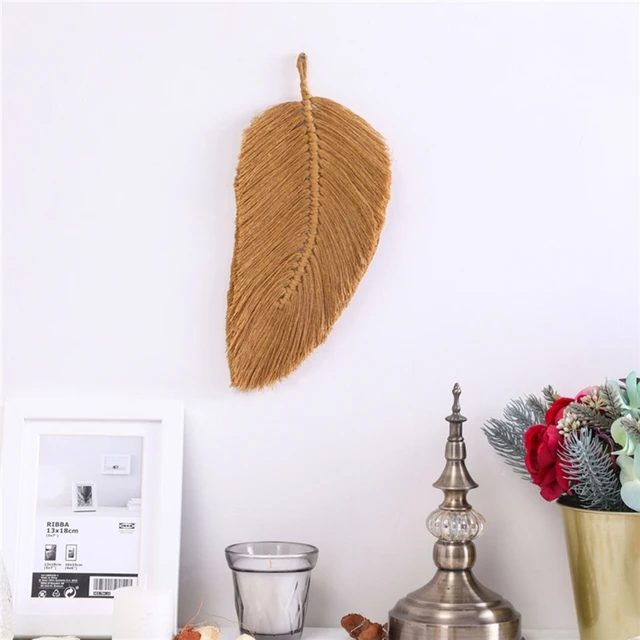 OOTDTY Handmade Tassels Macrame Leaves Tapestry Nordic Style Tapestry Wall Hanging Toys Kids Room Decor Home Nursery Boho Decor 5