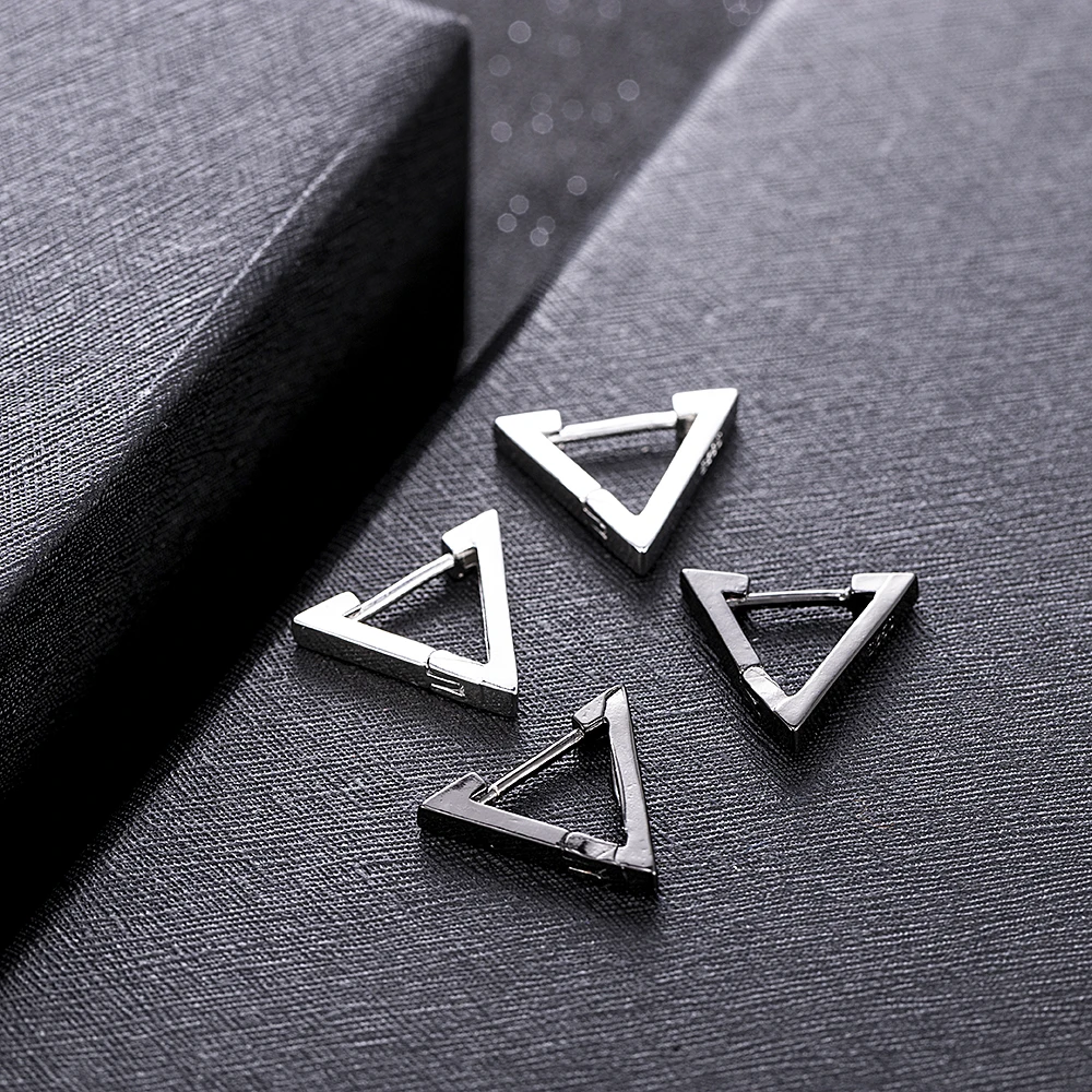 New Fashion Creative Geometric Men Women Triangle Earrings Silver Black Gifts Aretes De Mujer Modernos