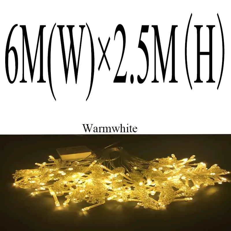 6-2.5M Warmwhite 6 м x 3M 600 светодиодный домашний наружный Праздничный Рождественский декоративный Свадебный Рождественский Сказочный занавес гирлянды вечерние гирлянды - Испускаемый цвет: 6-2.5M Warmwhite