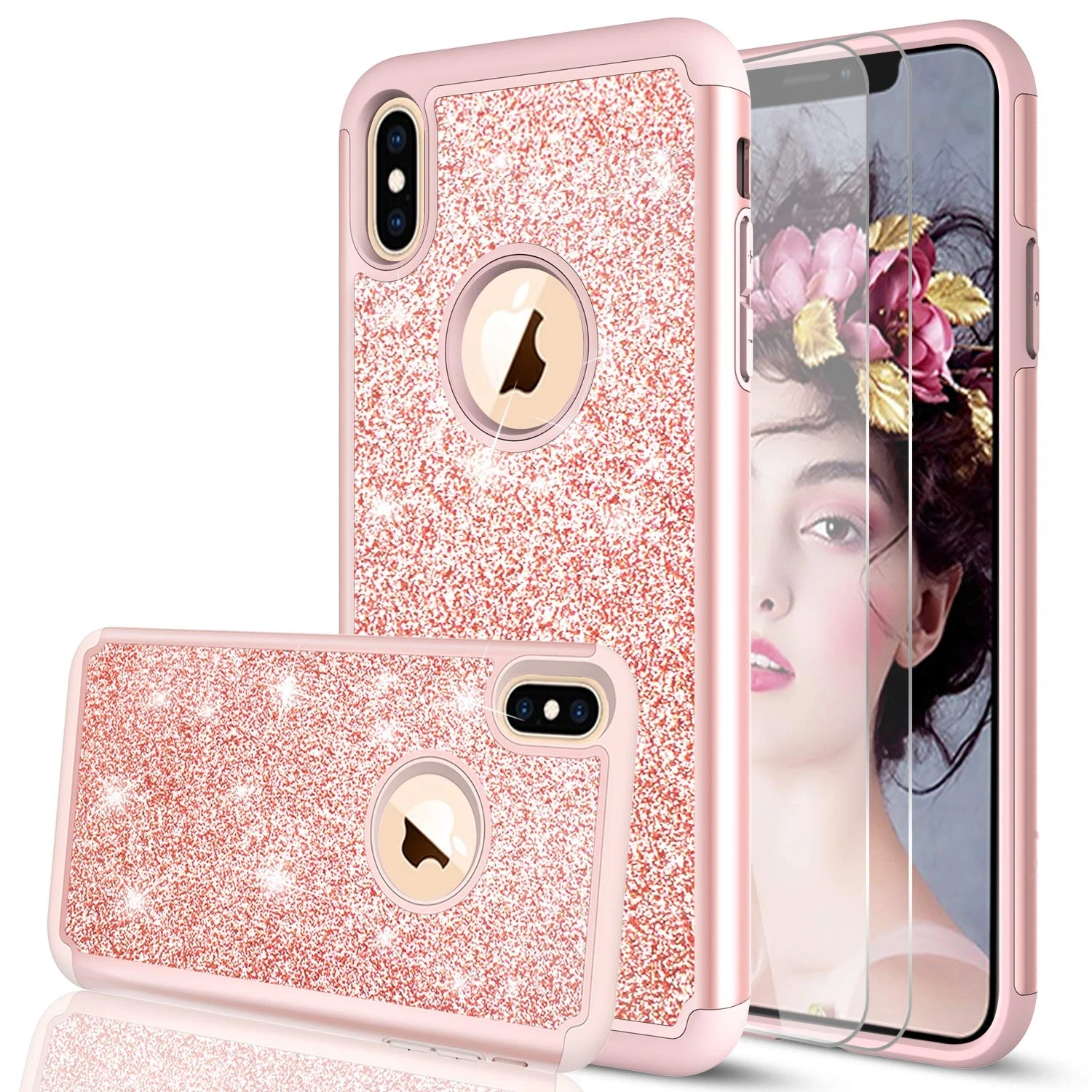 Блестящий чехол для iPhone 11 Pro Max XS XR X блестящий двухслойный сверхпрочный