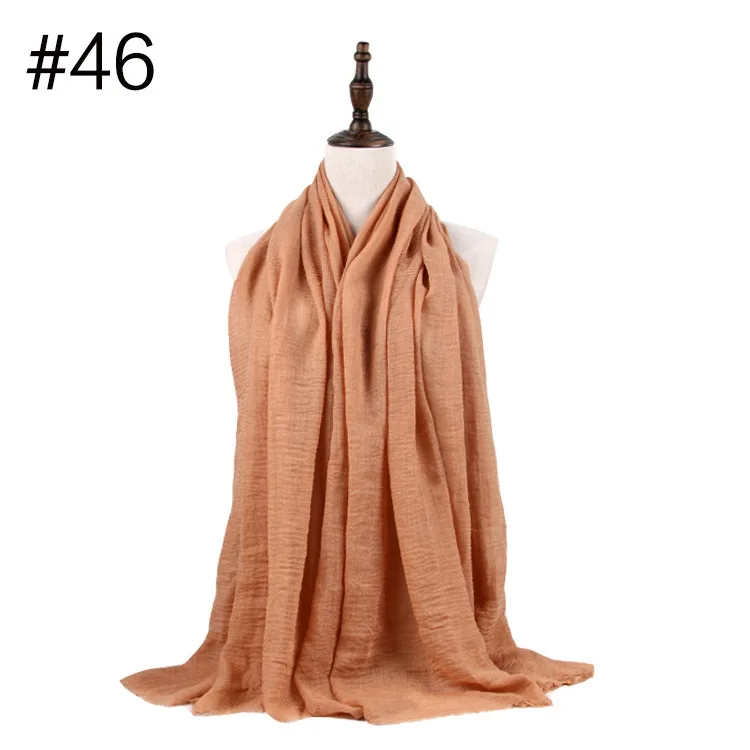 Цена, новинка, модный мусульманский хиджаб, шарф, femme musulman, мягкий хлопковый платок, исламский платок хиджаб и обертывания - Цвет: 46