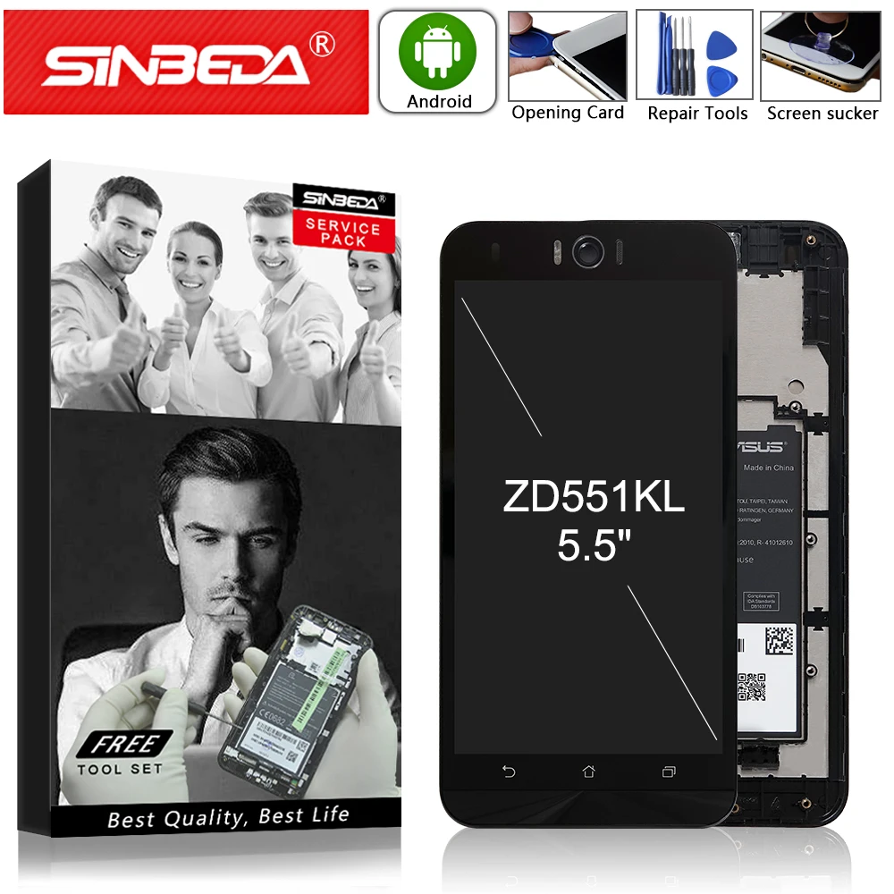 Оригинальный ЖК дисплей 5 дюйма для ASUS Zenfone Selfie ZD551KL сенсорный экран с рамкой