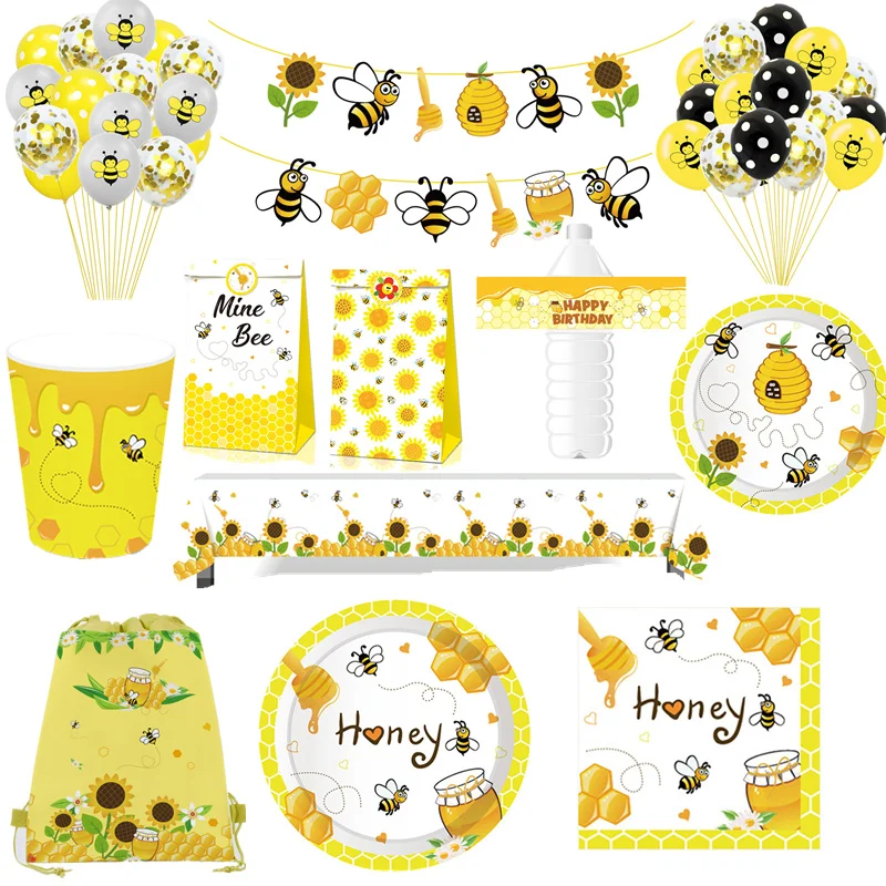 Bee Party Decorations Banner Balloons Cake Topper For Kids Bumble Bee  Birthday Party Decors Supplies Honey Baby Shower Favors - AliExpress
