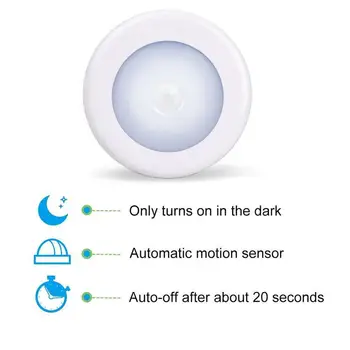 

Portable LED Night Lights PIR Sensor Wardrobe Emergency Closet Night Light Induction Light 6LED Battery Power Camping Automatic
