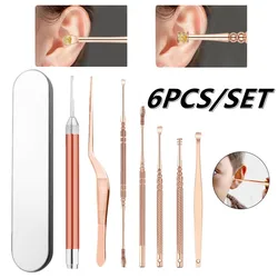 Stainless Steel Home Beauty Office Lightweight Healthy Coil Spring Ear Care Ear Pick Spoon Ear Cleaner Tools CN(Origin) 7Pcs