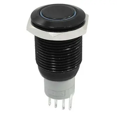 

16mm Blue Ring LED Light 24V Plastic Locking SPDT Button Switch 250VAC 3A