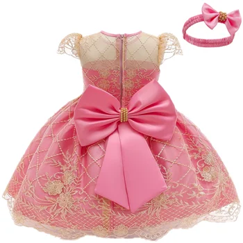

1 Year Old Baby Girls Party Dress For Toddler Kid 2St Birthday Tutu Lace Princess Dress Newborn Christening Gown Infant Clothing