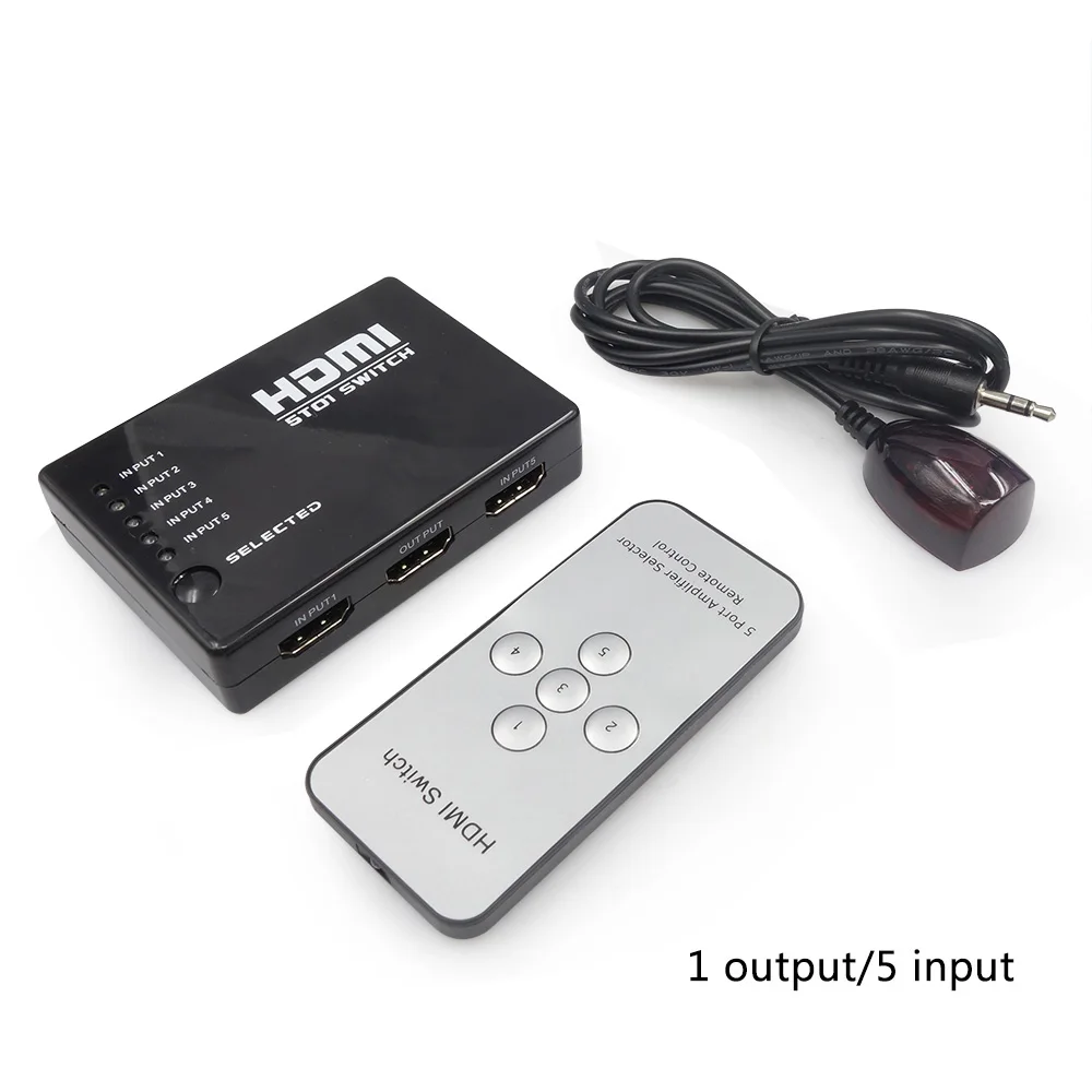 KVM переключатель hdmi Switcher 3/5 вход на 1 Выход 1080P разветвитель HDMI развет пульт дистанционного управления для PS3 Xbox HDTV проектор - Цвет: 5 to 1 Add Remote