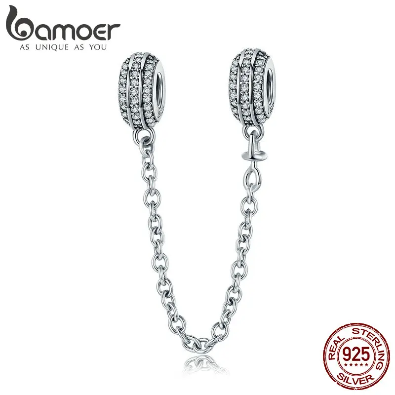 BAMOER New Collection 925 Sterling Silver Round Safety Chain Stopper Charm fit Women Bracelets DIY Jewelry Making Gift SCC812 BAMOER New Collection 925 Sterling Silver Round Safety Chain Stopper Charm fit Women Bracelets DIY Jewelry Making Gift SCC812