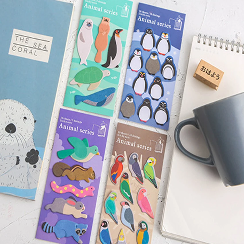

1Pack Cartoon Dog Cat penguin sticker notes Kawaii Scrapbooking Sticker Cute Sticky Notes Office School Supplies