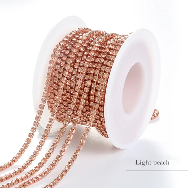 XiChuan 1 Yard 10 Colors Claw Rhinestone SS6 SS8 Crystal Tassel Diy Clothes Earring Accessories Beads Diamond Rhinestone Chain Light peach