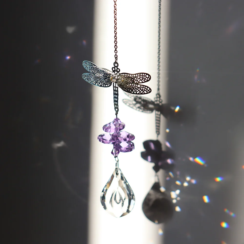 Dragonfly Handcrafted Hanging Crystal Garland Pendant DIY Chandelier Jewelry Center Part Window Garden Decoration 2