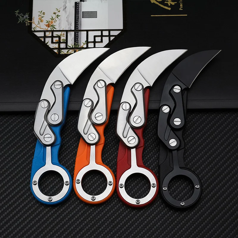 

Hysenss Mechanical Folding Knife Karambit CS GO Claw Survival Ring Handle Pocket Portable Clip Mini Outdoor EDC Tools