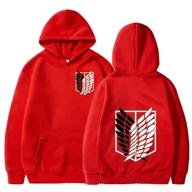 Anime Hoodie Attack on Titan Hoodied Long Sleeve Streetwear Harajuku Sweatshirt Men/Women Unisex Sport Hoody Oversized Tops Red3