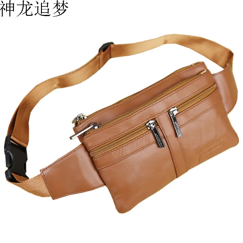

5.5 inch 6 inch male waist bag mobile phone pocket men's genuine leather mini pocket small ultra-thin leather men chest bag