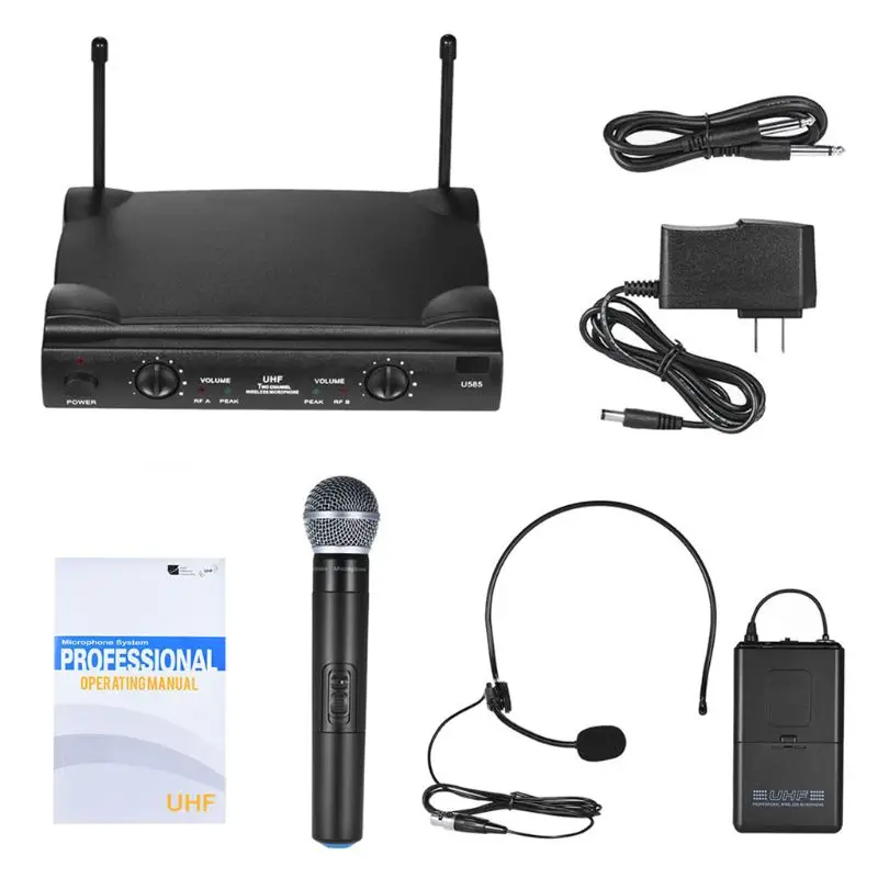 

UHF Wireless Microphone Karaoke System With BodyPack Handheld Transmitter