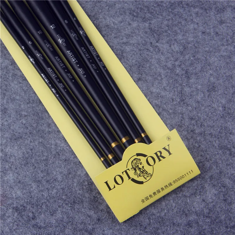 Напрямую от производителя LOTORY Langhao Плоская Круглая головка пигментные акварельные краски кисть для рисования маслом тусклый лак черная длинная деревянная ба