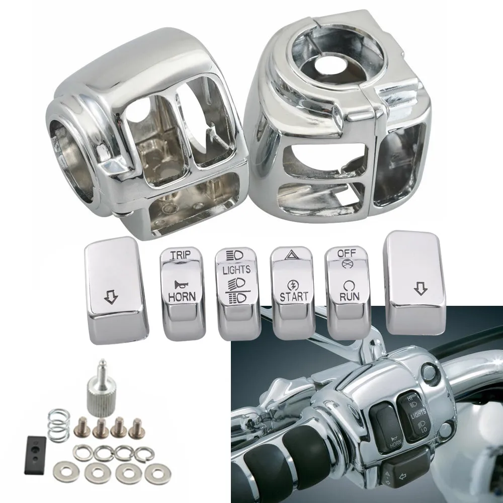 Handlebar Switch Housing Kit Chrome for Harley Dyna Softail Sportster Road King Handlebar Switch Housing Kit Chrome for Harley Dyna Softail Sportster Road King
