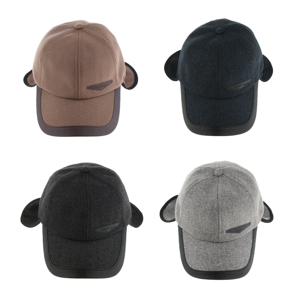 Модная винтажная Мужская зимняя Осенняя теплая шерстяная остроконечная бейсбольная кепка со складными наушниками