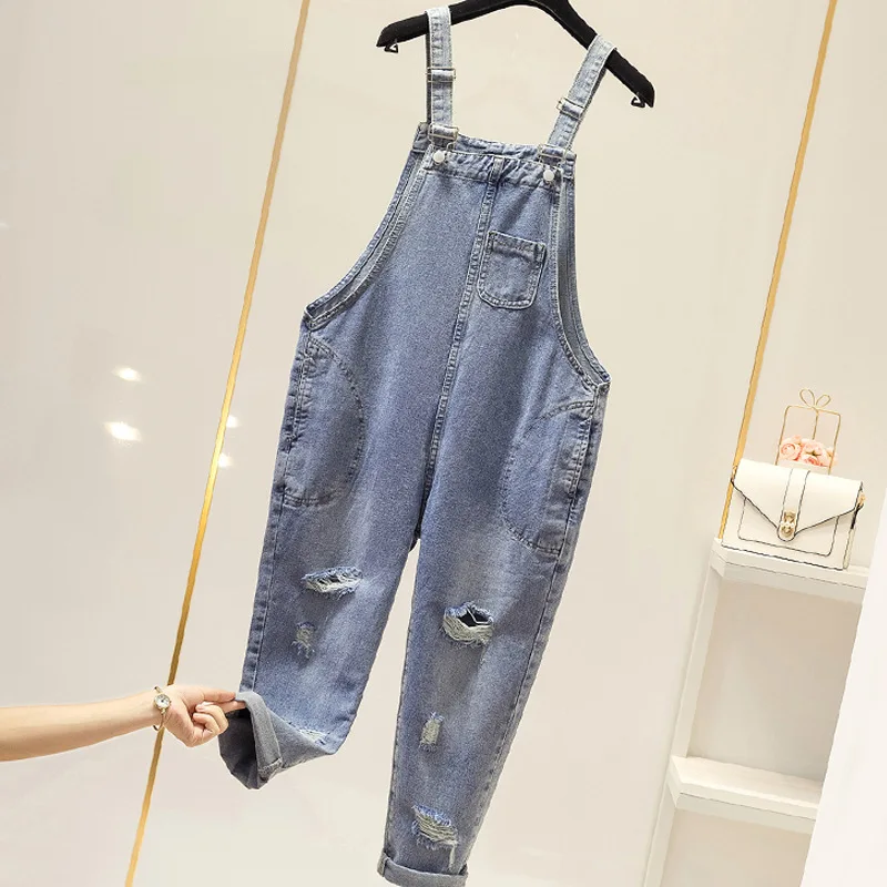

Lguc.H Big Size Denim Overalls Women 2019 Loose Ripped Jeans Woman Large Plus Size Washed Torn Women Jeans Casual Denim 4xl 3xl