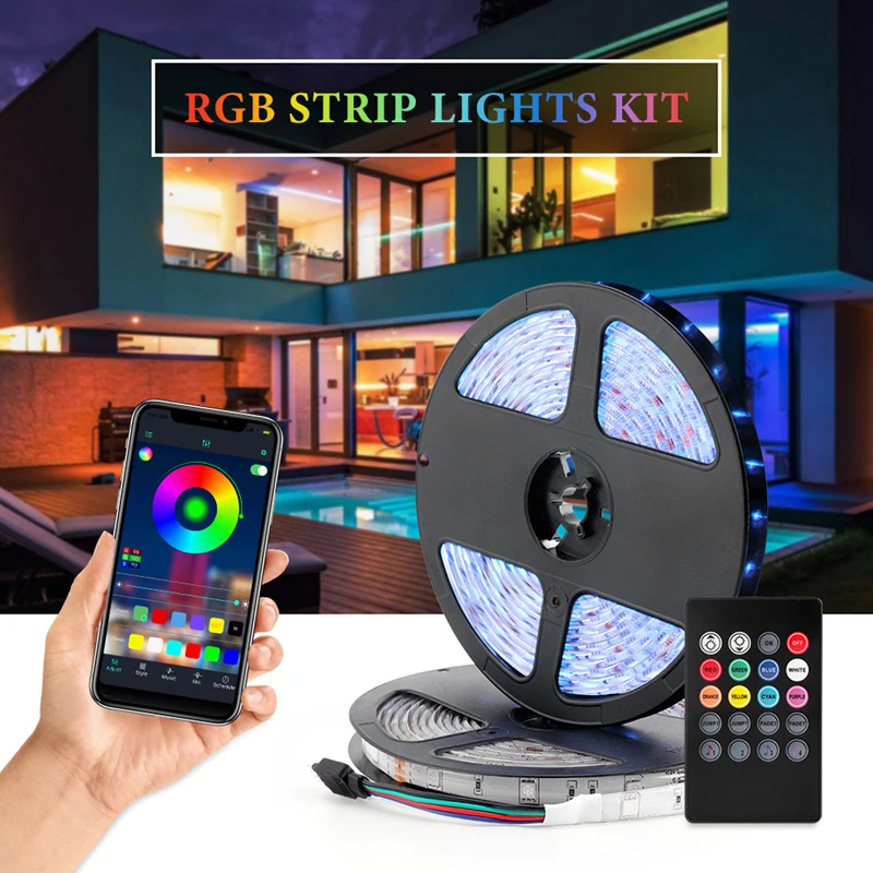 

LED strip lights neon stripe RGB 5050 DC 12V Waterproof Bluetooth controller LED light 10M ribbon tape Light for room decoration