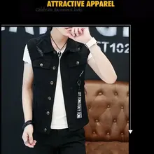 Стиль, корейский стиль, зауженный крой, тренд, Мужская одежда, джинсовый жилет, плюс размер, Мужская одежда, жилет с дырками, повседневный жилет