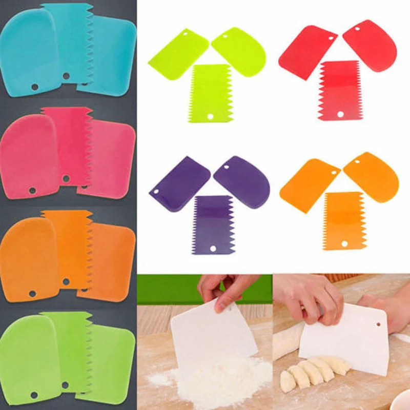 

Multifunctional Color Irregular Scraper Toothed Scraper DIY Cake Mold Tool Cream Plastic Scraper Molding Mold Kitchen Tool
