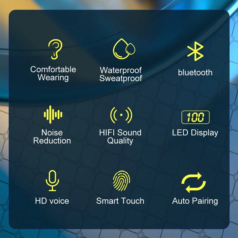 Hot IPX7 Waterproof Sport TWS Wireless Headphones Noise Reduction Music Earphones 5 1 Bluetooth Headphones 9D Stereo Earbuds