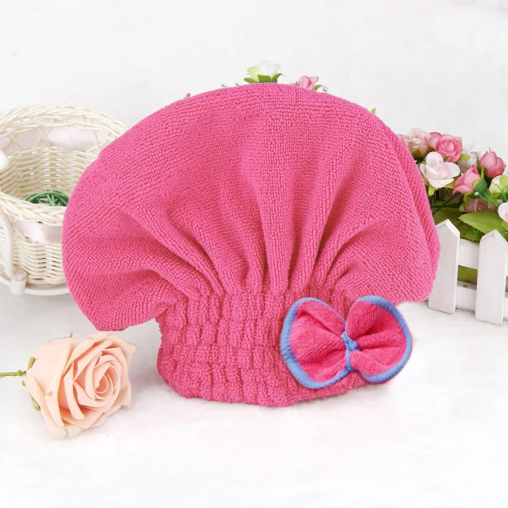 Hot Pink Новые шапочки для душа текстильные полезные сухие микрофибры Быстрый волос шляпы полотенца аксессуары для ванной комнаты головной убор для женщин Твердые горячая распродажа - Цвет: Hot Pink