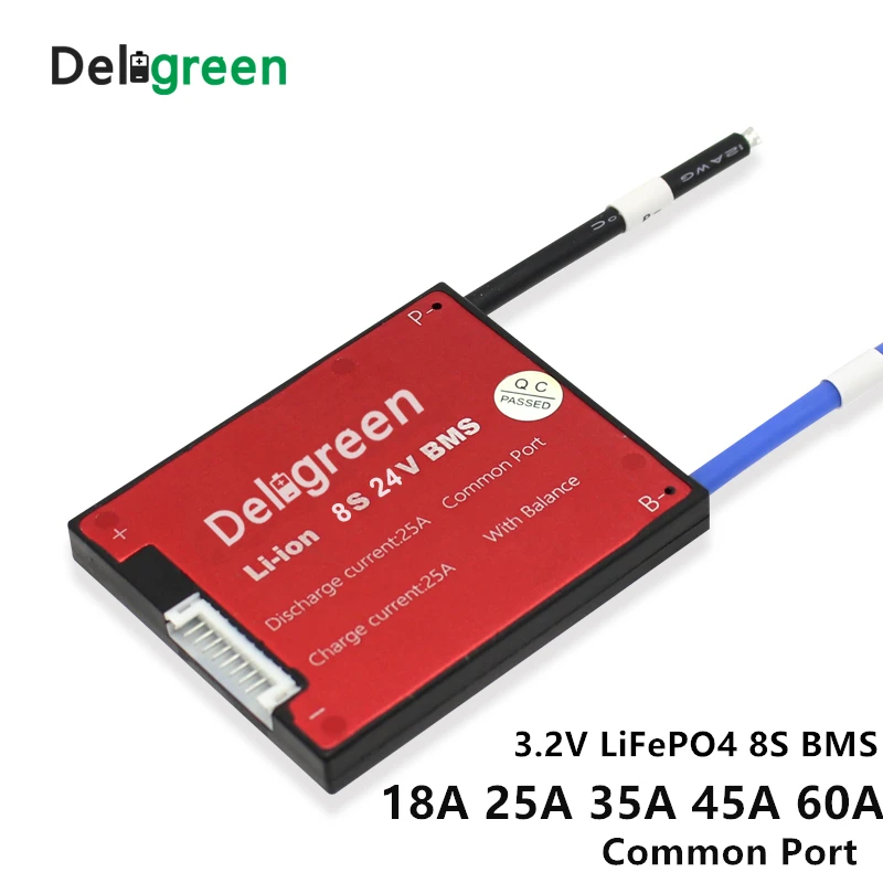 Comprar Batería de 24V 8S 18A 25A 45A 60A 18650 BMS para 24V Li ion LiFePO4 para bicicleta eléctrica y scooter y herramientas