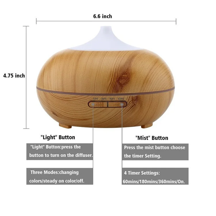light Brown Wood Grain 300 ml Aroma Diffuser Ultrasonic Essential Oil Diffuser (26)