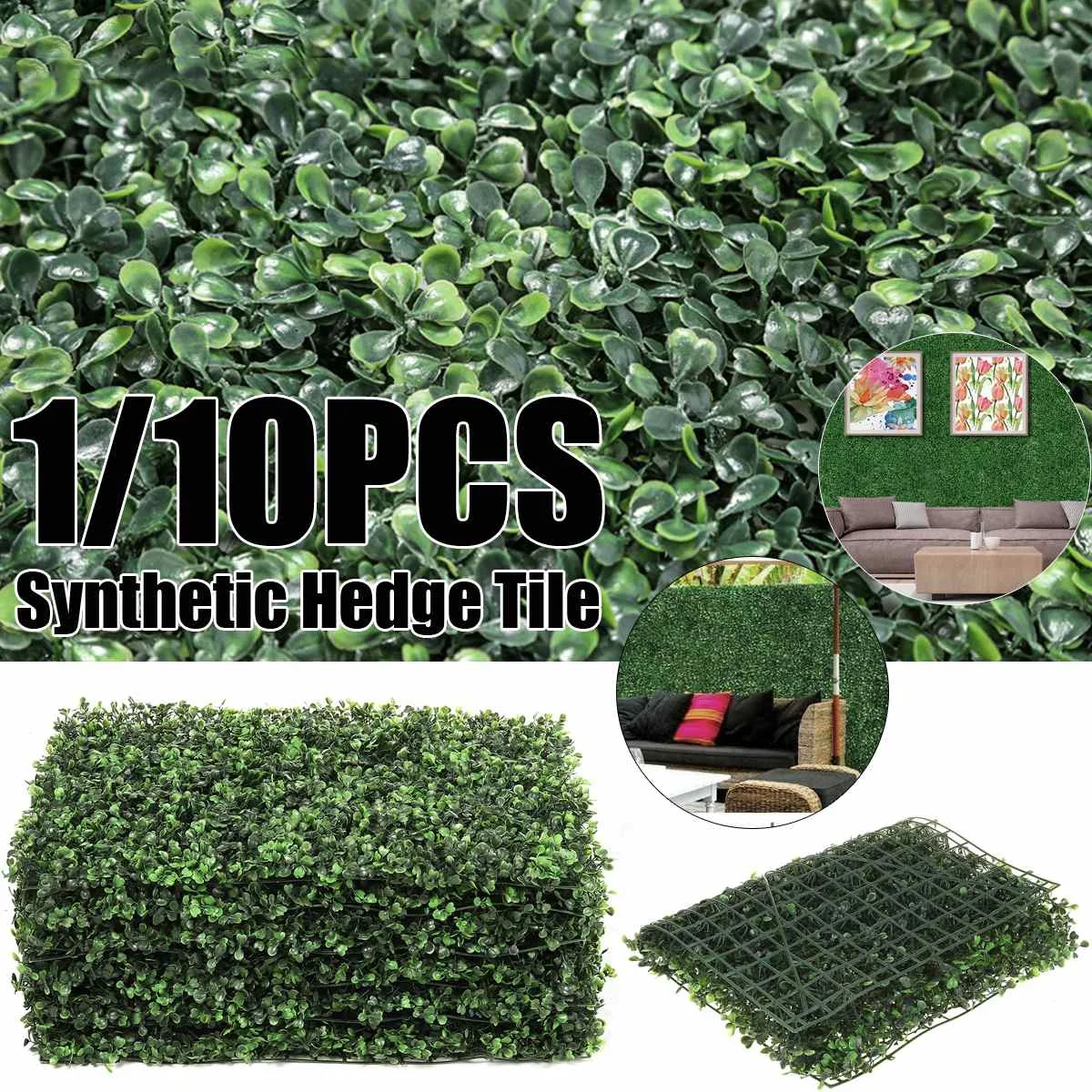 60X40cm Artificial Plant Mat Wall Hedge Fence Panel Fake Grass Greenery Decor US 