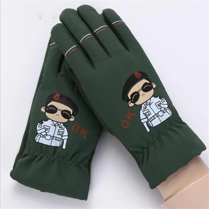083F-green Зимние Детские теплые перчатки с героями мультфильмов, Детские полные митенки для пальцев, модные уличные перчатки для мальчиков, ветрозащитная рукавица - Цвет: 083F-green