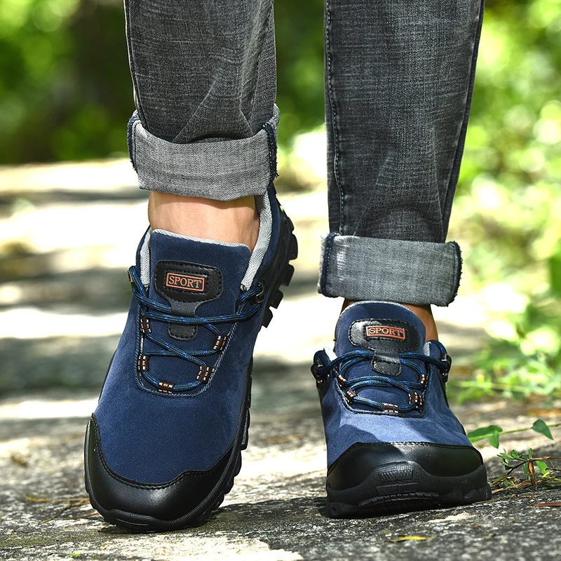 Мужская Треккинговая обувь Нескользящая прогулочная обувь Горные ботинки удобные теплые уличные кроссовки для мужчин прогулочная походная обувь