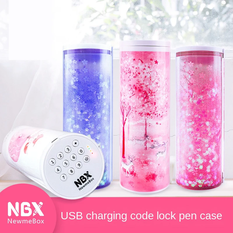 Pencil Case Code Lock Pen Box NBX Password Pencil Case Large Capacity Stationery Box Multi-Function Cylindrical