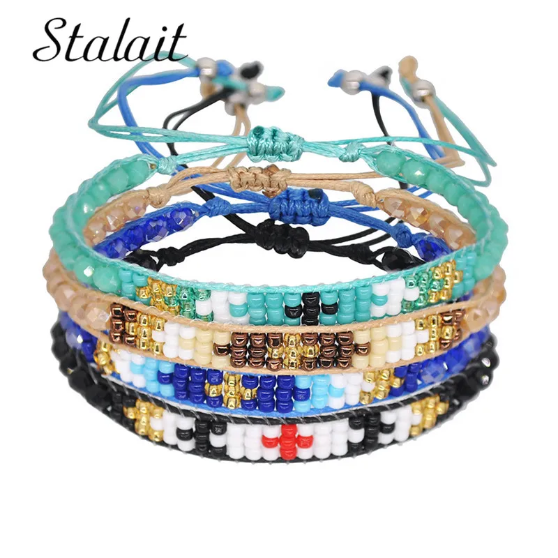 Handmad Rice Beads Friendship Strand Bracelets String Bohemia Multi