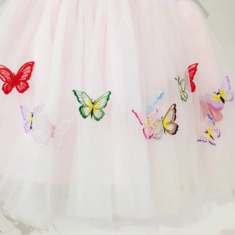 Платье с бабочками для девочек; рождественское платье для малышей; фатиновое платье с блестками для маленьких девочек; бальное платье принцессы на день рождения; детская одежда