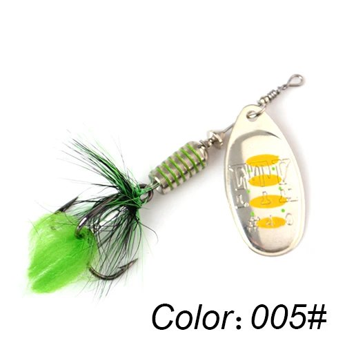 FTK 1pc Spinner Bait 7.5g 12g 17.5g Hard Spoon Bass Lures Metal Fishing Lure With Feather Treble Hooks For Pike Fishing 005