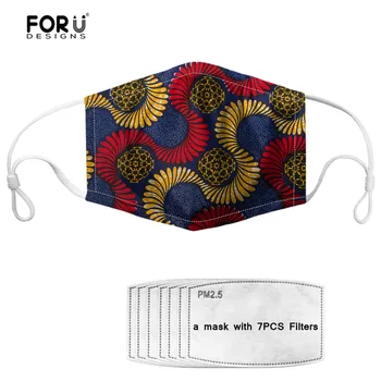 

FORUDESIGNS African Tribe Floral Pattern Women Face Mask Adult Kids Mouth Face Mask with 7 Filters Reusable Washable mascaras