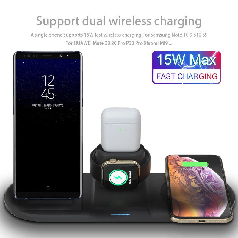 Беспроводная зарядная подставка для IPhone AirPods Apple Watch док ...