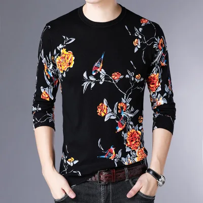 Модный популярный роскошный пуловер с принтом орла, вязаный свитер на осень, качественный хлопковый мягкий эластичный свитер menM-3XL - Цвет: as picture