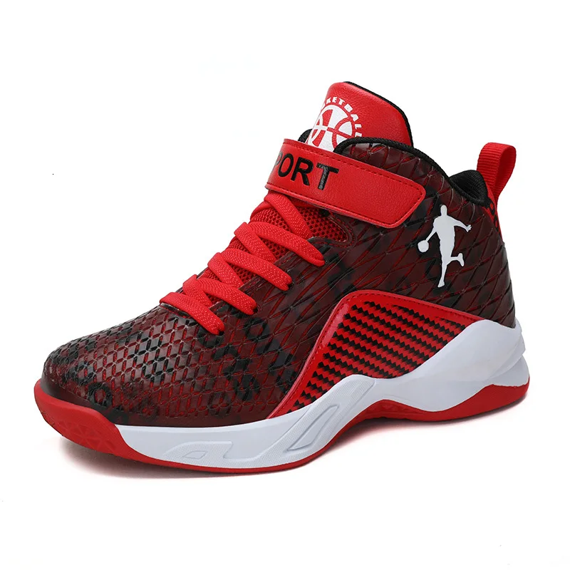 black red BOUSSAC толстая подошва для мальчиков Jordan баскетбольные кроссовки мягкие Нескользящие Детские кроссовки Детская Спортивная обувь Открытый тренажер для мальчика корзина - Цвет: black red