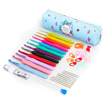 

Soft Handle Crochet Hooks Kit Yarn Knitting Needles Sewing Tools Ergonomic Grip Set Crochet with Storage Bag