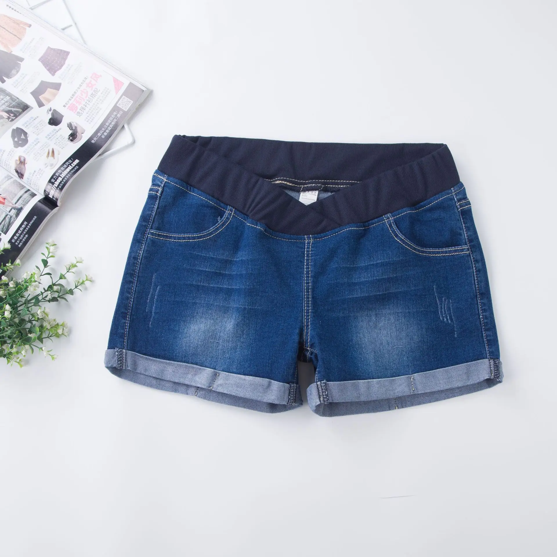 Elastic Low Waist Maternity Shorts Cuffs Denim Pregnant Women's Capris Pants Summer Fashion Clothes For Pregnancy Clothing clearance maternity clothes